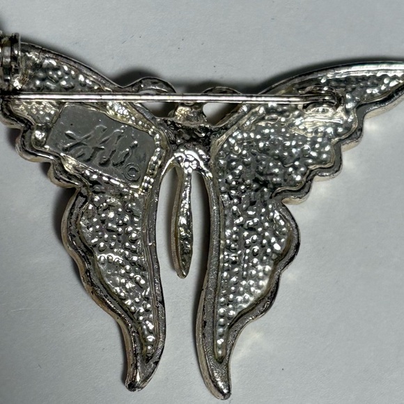 Vintage AAI signed 1987 enameled finish and iridescent Butterfly Brooch - Picture 2 of 4